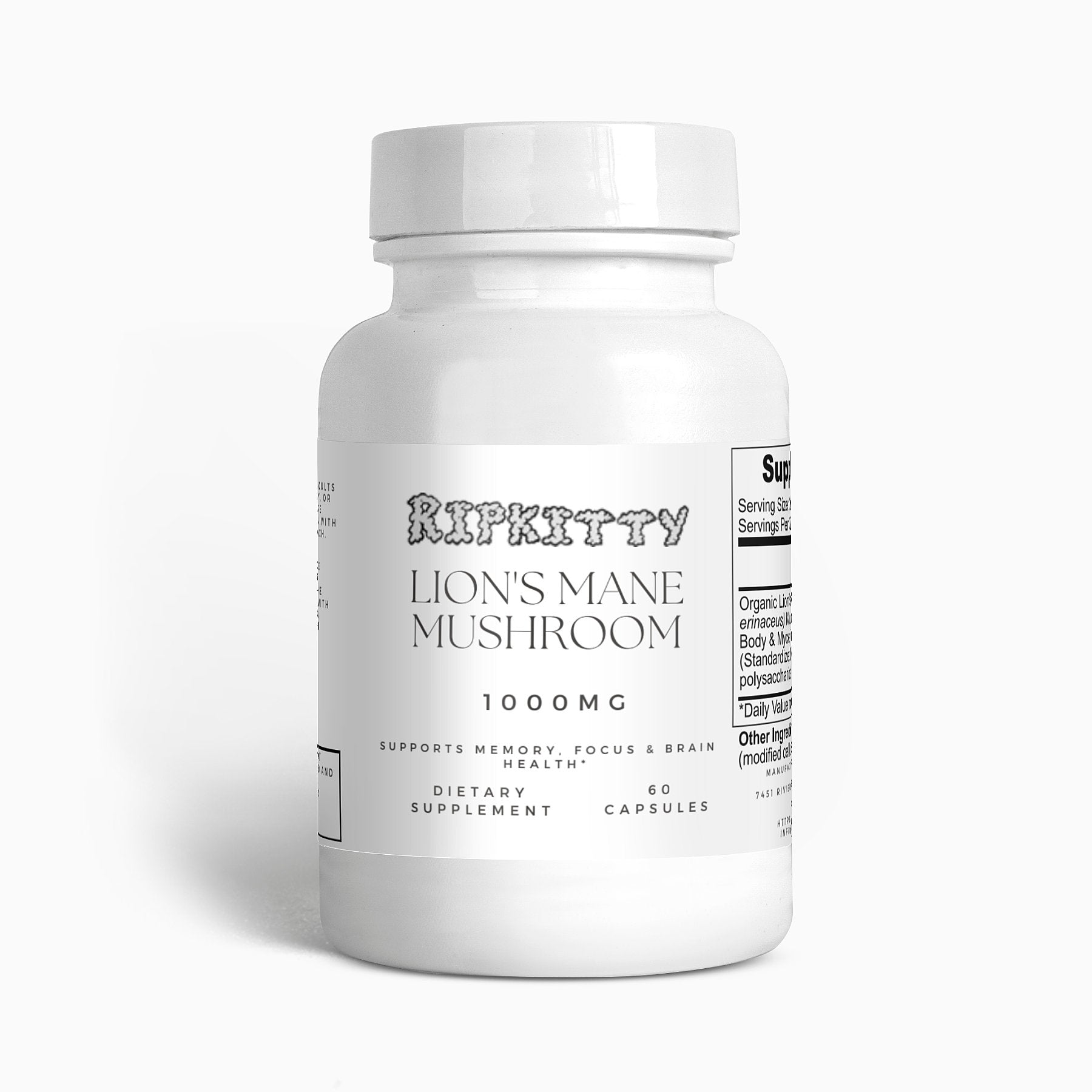 Ripkitty Quantum Mind: Organic Lion's Mane 1000mg (60 Capsules)