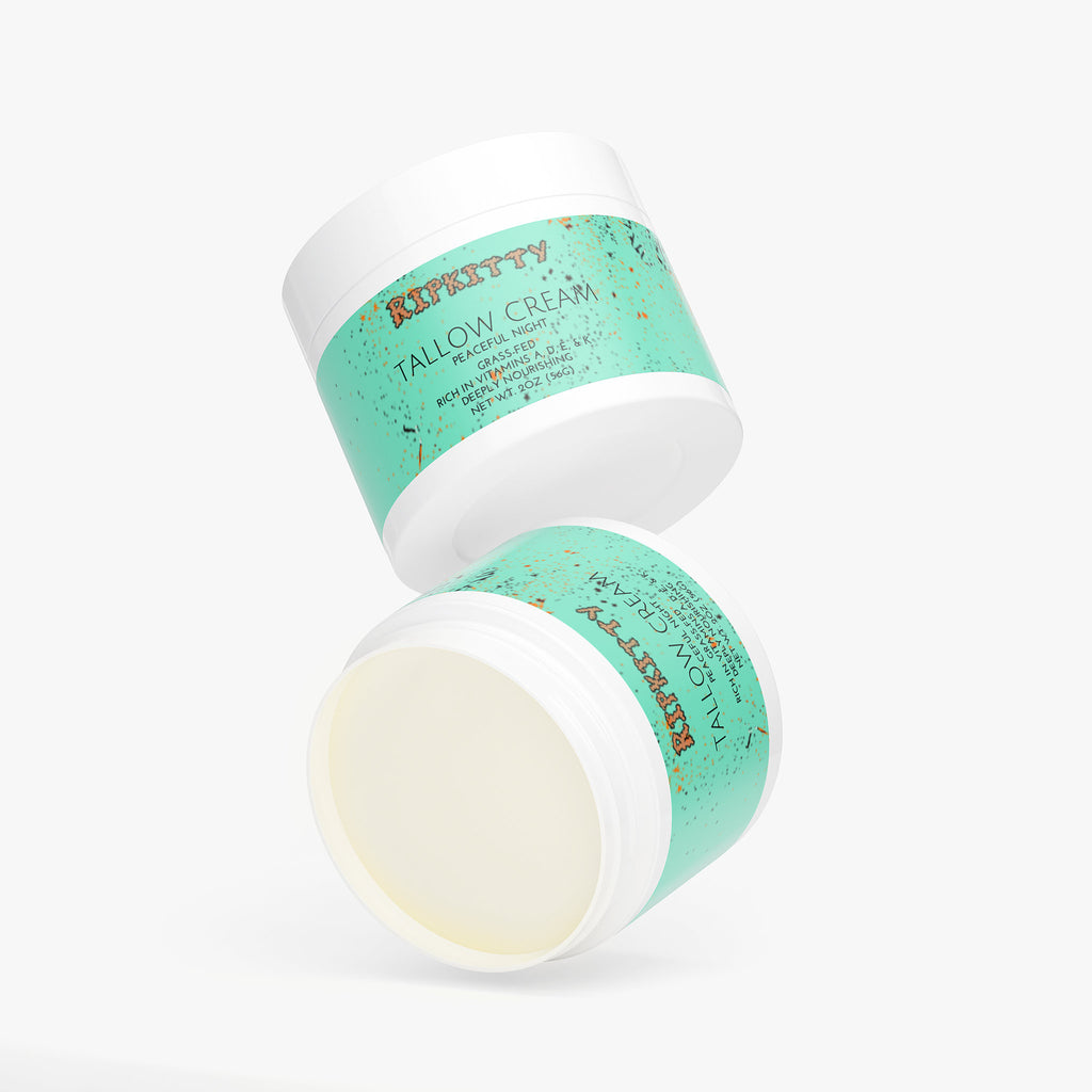 Two containers of Ripkitty Tallow Cream on a white background