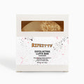Ripkitty exfoliating luffa bar packaging with a clear window showing the product inside.