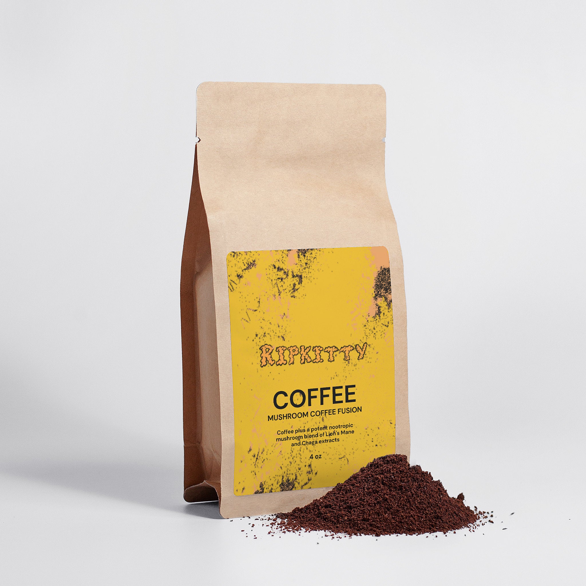 Ripkitty Mycelium Roasts: Lion's Mane & Chaga Coffee Fusion (4oz)