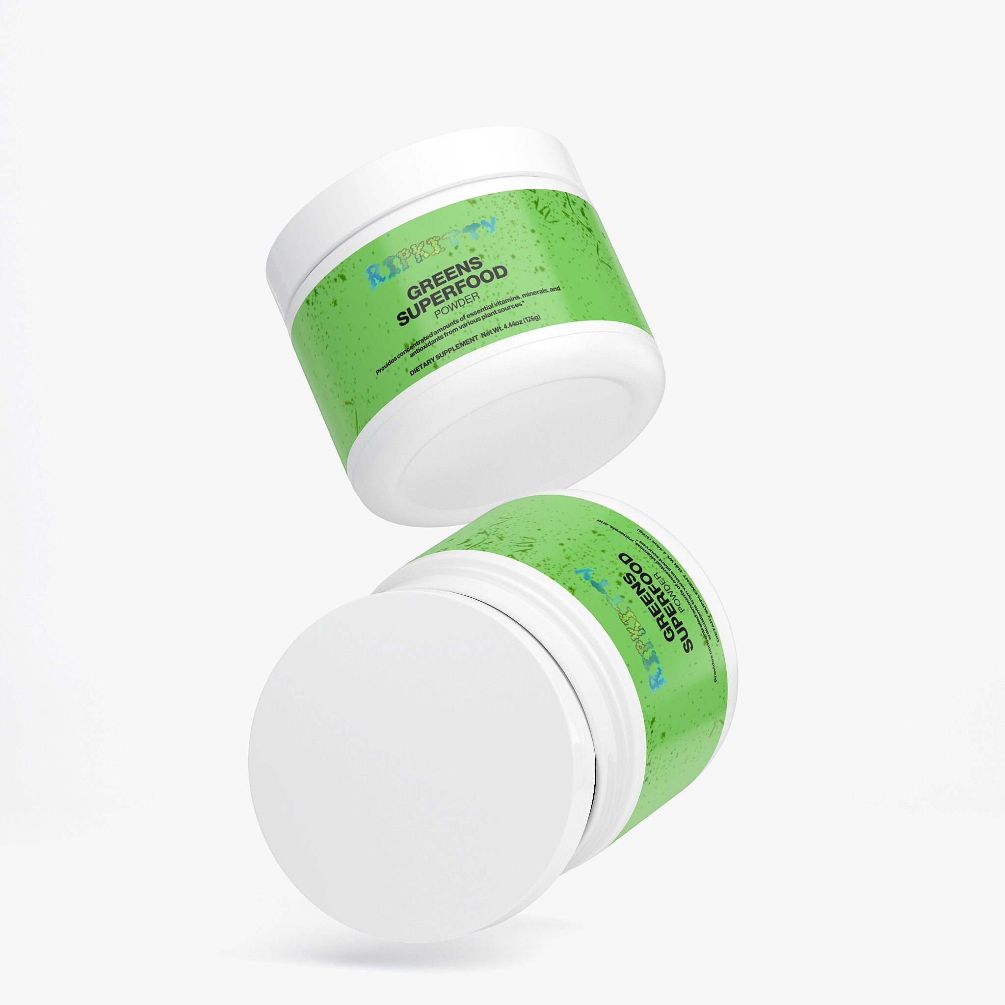Pile of green powder on a white background
