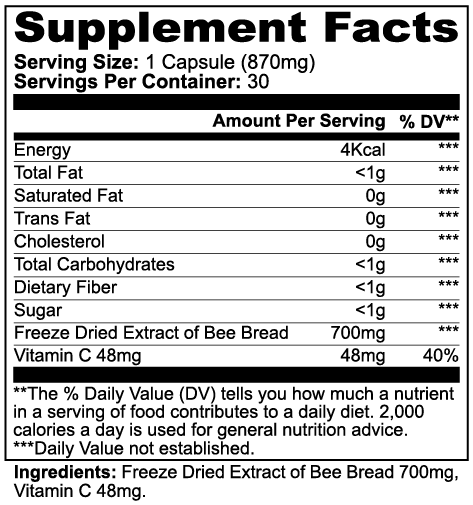 Ripkitty Hive Core: Concentrated Bee Pearl & Bee Bread (30 Capsules)
