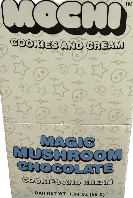 Box of Mochi Magic Mushroom Chocolate with cookies and cream flavor